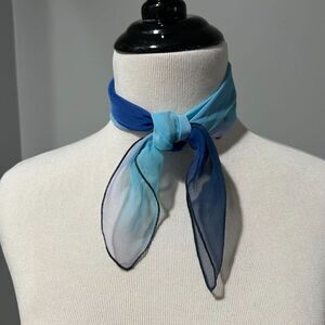 Vintage Navy, Royal, Light Blue, Lavender Lightweight Square Scarf 16.5"x17"